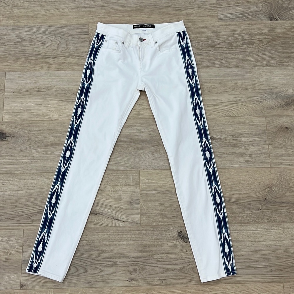 WHITE DENIM WOMEN JEANS RALPH LAUREN BLACL LABEL. USED.